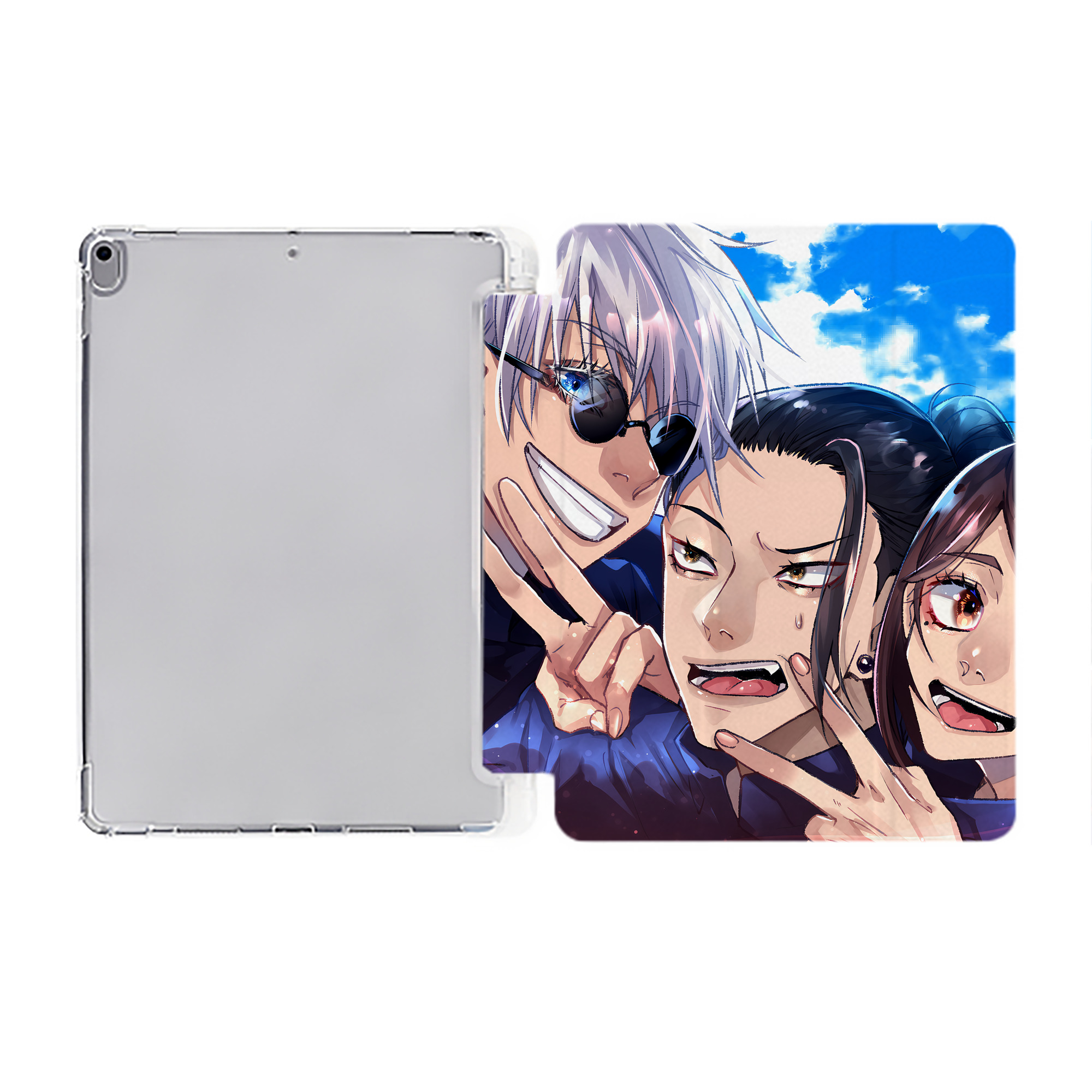 （画像用） 呪術廻戦 Jujutsu Kaisen IPad ケース ペン収納付き 三つ折りスタンド PUレザー×シリコン 対応機種9.5/10.5/10.9インチ